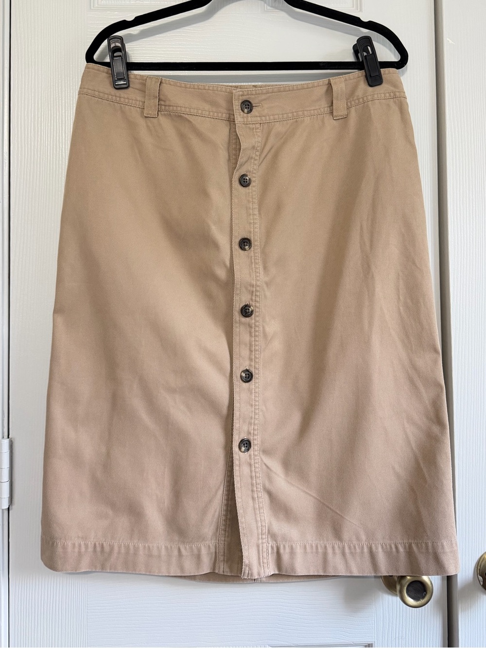Vintage Lauren Ralph Lauren Khaki Button Front Midi Skirt 100% Cotton Size 14